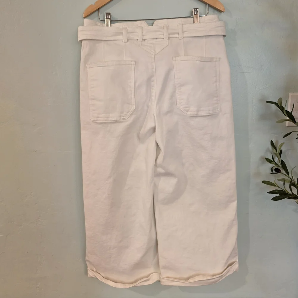 Maeve Cropped Ex High-Rise Wide-Leg Jeans In White Size 31 - Picture 8 of 8